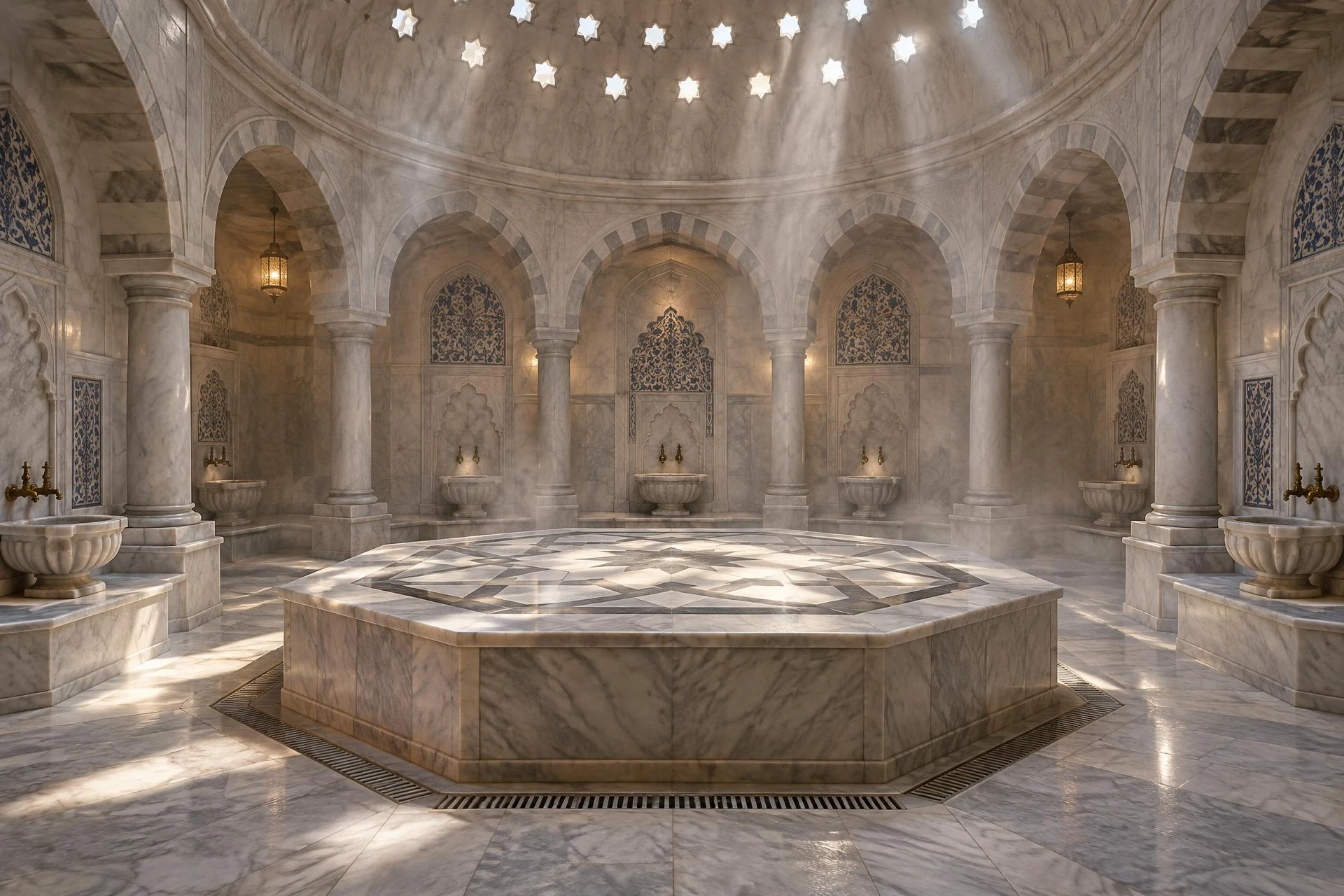 Kubbeli geleneksel hamam ve göbektaşı